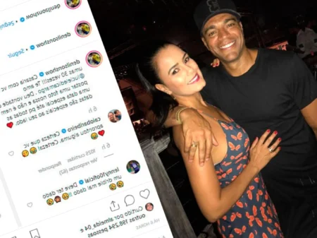 Denilson se declara para esposa e Caio Ribeiro brinca: ‘Aprontou’ Publicação de Denilson para Luciele di Camargo (Foto: Divulgação/Instagram)