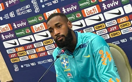 Gerson exalta convocados do Brasileirão e explica relação da torcida com a Seleção Gerson durante coletiva da Seleção Brasileira (Foto: Guilherme Moreira / Lance!)