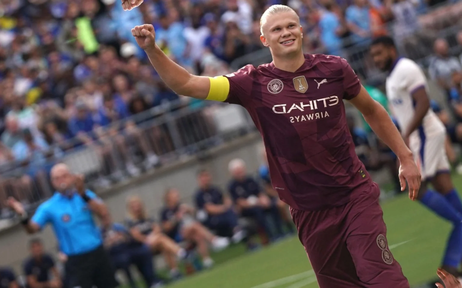 Haaland leva internautas à loucura com hat-trick em clássico: ‘É o pai do Chelsea’ Haaland marcou trÊs gols para o Manchester City em amistoso diante do Chelsea (Foto: Jason Mowry / GETTY IMAGES NORTH AMERICA / Getty Images via AFP)