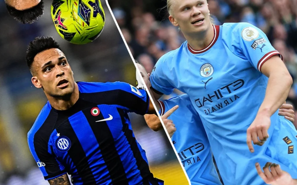 Haaland x Lautaro: duelo de artilheiros pode decidir a Champions League Haaland (à esquerda) e Lautaro Martínez (à direita) são os artilheiros desta final de Champions (Montagem Lance! Fotos: LINDSEY PARNABY / AFP; GABRIEL BOUYS / AFP)