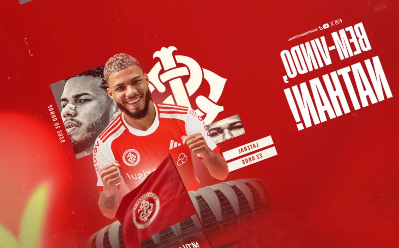 Internacional anuncia contratação do lateral-direito Nathan Anúncio de Nathan pelo Internacional. (Foto: Reprodução/Site oficial)