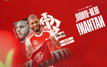 Internacional anuncia contratação do lateral-direito Nathan Anúncio de Nathan pelo Internacional. (Foto: Reprodução/Site oficial)