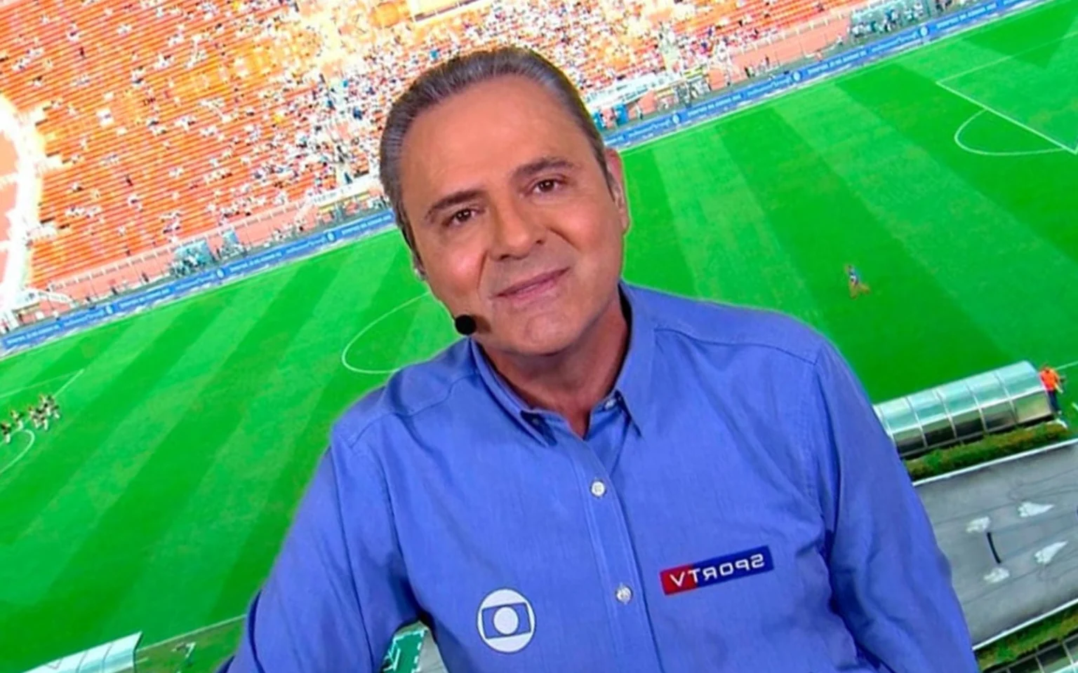 Luis Roberto revela reação ao substituir Galvão na final da Libertadores: ‘Fiquei bem tenso’ Luis Roberto narrou a final da Libertadores por acidente (Foto: Reprodução/TV Globo)