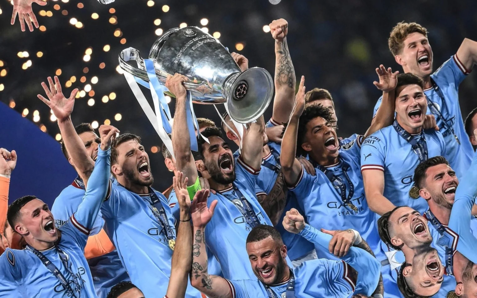 Manchester City faz história ao conquistar a Champions League e encerrar a temporada com tríplice coroa Manchester City é campeão de tudo na temporada 2022/23 (Foto: FRANCK FIFE / AFP)