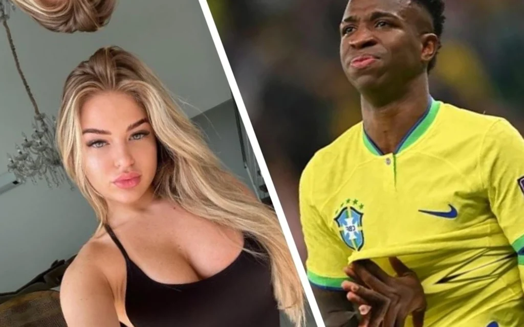 Modelo revela por que expôs affair com Vini Jr: ‘Me vincularam a outro jogador’ Letícia Sogiro expôs affair com Vini Jr nesta semana (Foto: AFP/Reprodução)