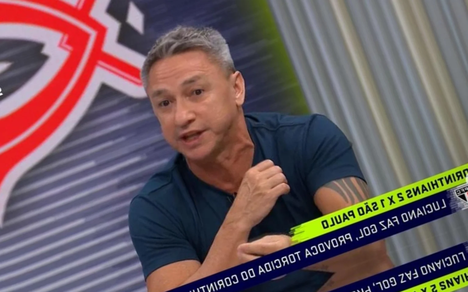 Paulo Nunes sai em defesa de Luciano após comemoração polêmica: ‘É inadmissível’ Paulo Nunes defende comemoração de Luciano (Reprodução / Sportv)