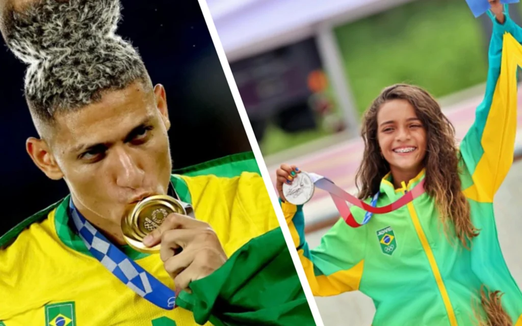 Rayssa Leal e Richarlison doam objetos pessoais ao Museu Olímpico do COI