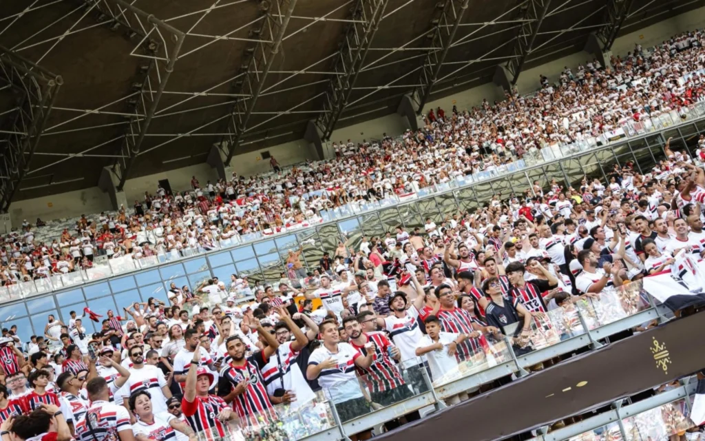 Torcida do São Paulo enfrenta problemas para entrar no Mineirão em decisão pela Supercopa Torcida do Tricolor começou a acompanhar a partida sem a bateria (Foto: Gilson Lobo/AGIF)